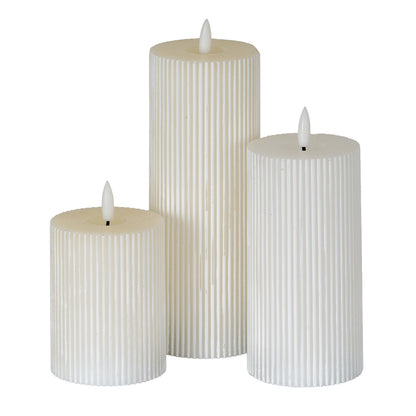 Luxe Collection Natural Glow 3x4 Textured Ribbed LED Candle