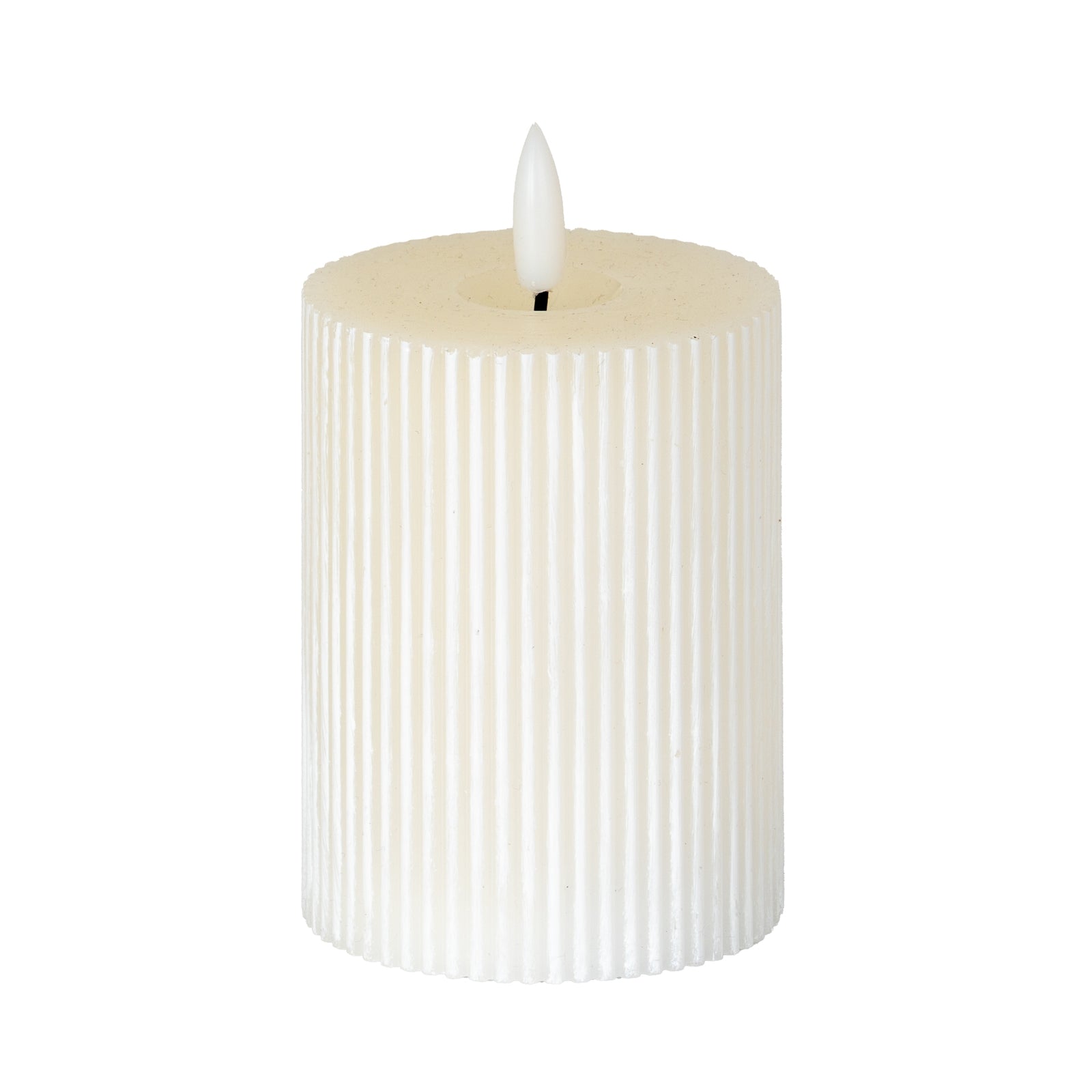 Luxe Collection Natural Glow 3x4 Textured Ribbed LED Candle