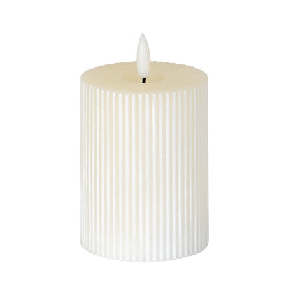 Luxe Collection Natural Glow 3x4 Textured Ribbed LED Candle