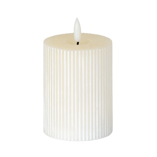 Luxe Collection Natural Glow 3x4 Textured Ribbed LED Candle