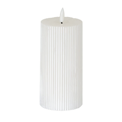 Luxe Collection Natural Glow 3x6 Textured Ribbed LED Candle