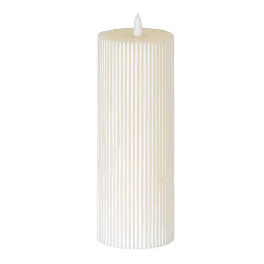 Luxe Collection Natural Glow 3x8 Textured Ribbed LED Candle