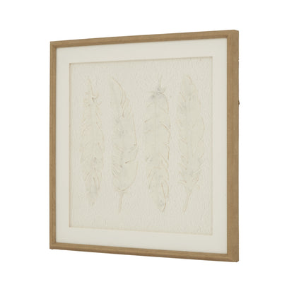 Alta White Feathers Art Mounted In Beaded Frame