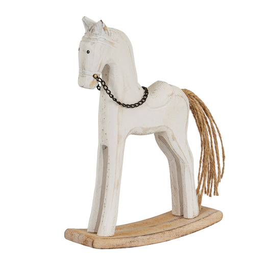 Whitewashed Rustic Rocking Horse