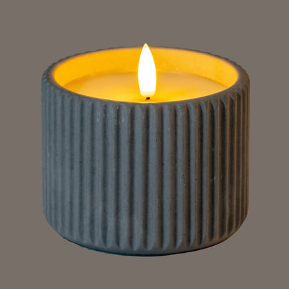 Luxe Collection Natural Glow Chalk Ribbed Medium Led Candle