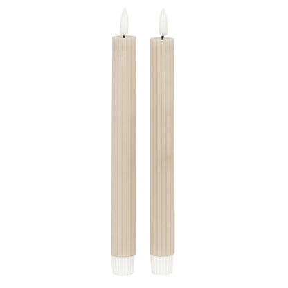 Luxe Collection Natural Glow Taupe  Ribbed Taper Candles