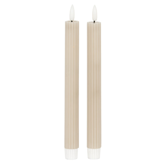 Luxe Collection Natural Glow Taupe  Ribbed Taper Candles