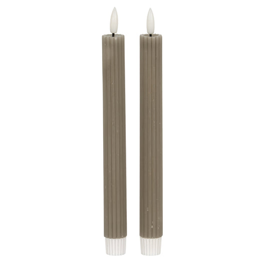 Luxe Collection Natural Glow Grey  Ribbed Taper Candles