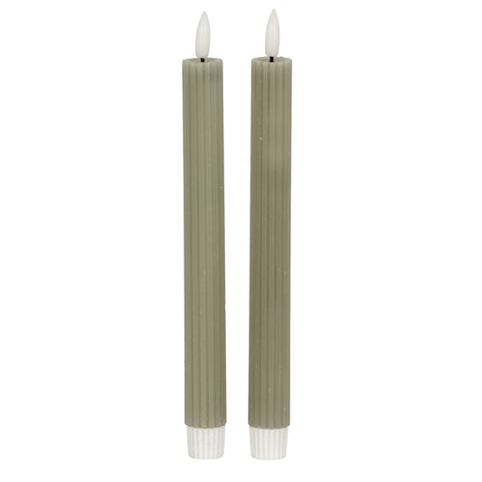 Luxe Collection Natural Glow Sage  Ribbed Taper Candles