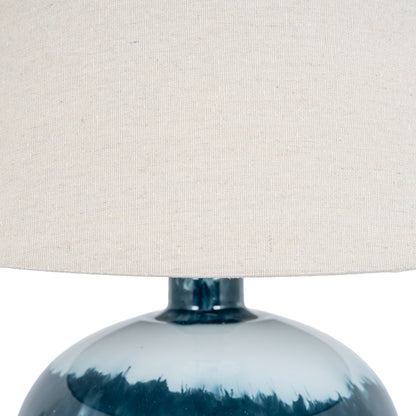 Ocean Shadows Squat  Table Lamp With Linen Shade