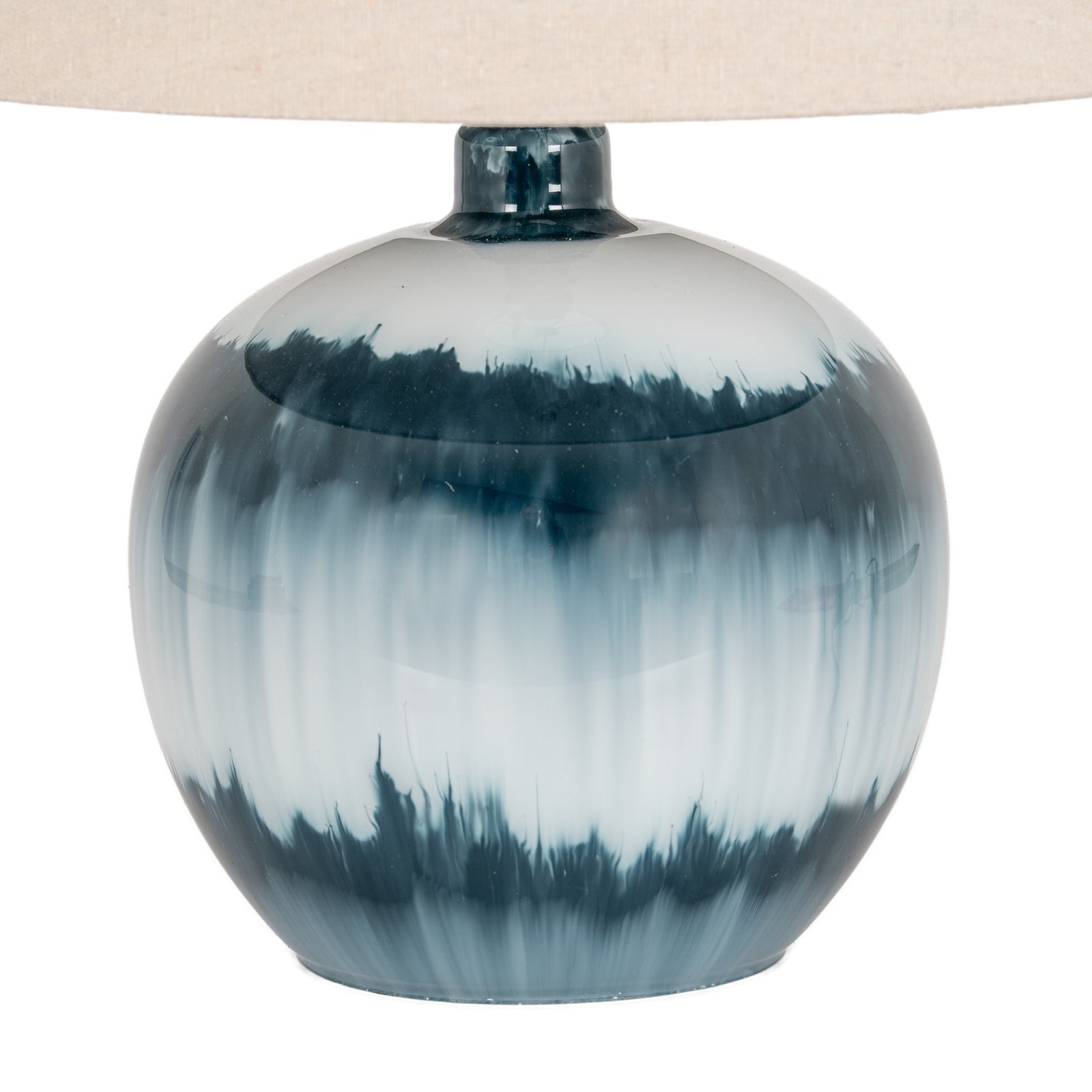 Ocean Shadows Squat  Table Lamp With Linen Shade