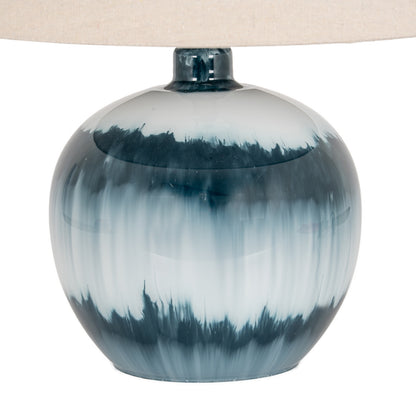 Ocean Shadows Squat  Table Lamp With Linen Shade
