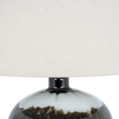 Midnight Shadows Squat Table Lamp With Linen Shade