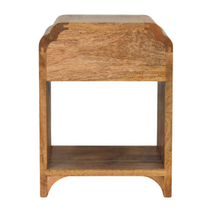 Newton Mini Oak-ish Nightstand with a drawer and open shelf