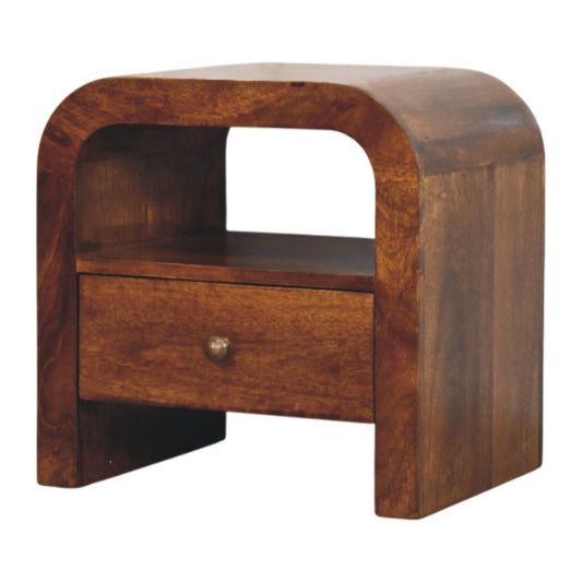 Darcy Chestnut Nightstand with Drawer and open shelf