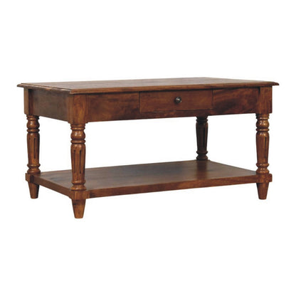 Turned Legs Chestnut 2 Drawer Coffee Table