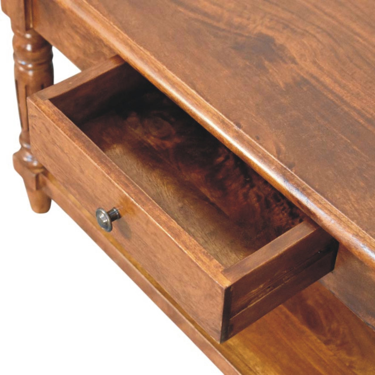 Turned Legs Chestnut 2 Drawer Coffee Table